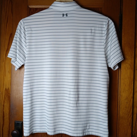 Under Armour Mens Playoff Polo Shirt XXL White Grey Striped Loose Fit - Picture 4 of 11
